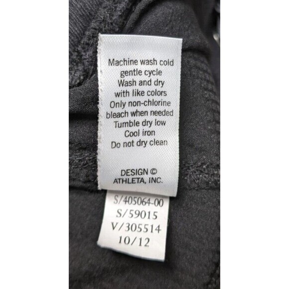 Wmn's ATHLETA Black Cropped Dance Studio Nylon Stretch Drawstring Waist Pants 2 - Picture 9 of 11